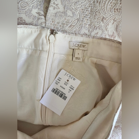 NWT J Crew Ivory Golden Shimmer Paisley Pencil Skirt - Picture 5 of 6